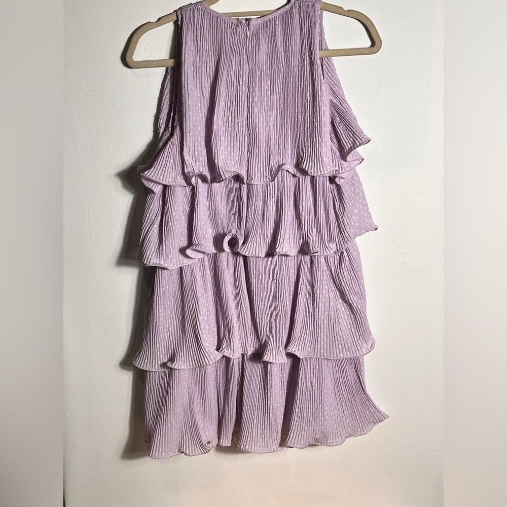 Zara Lavender Purple Textured Layered Ruffle Dress Small - Picture 3 of 9